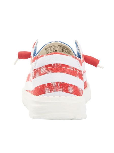 Hey Dude 121412698 Womens Wendy Shoe Star Spangled back view. If you need any assistance with this item or the purchase of this item please call us at five six one seven four eight eight eight zero one Monday through Saturday 10:00a.m EST to 8:00 p.m EST