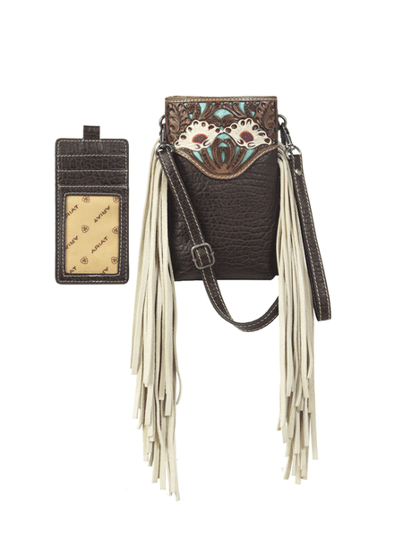 Ariat A770007402 Womens Monroe Cell Phone Crossbody Brown front view. If you need any assistance with this item or the purchase of this item please call us at five six one seven four eight eight eight zero one Monday through Saturday 10:00a.m EST to 8:00 p.m EST