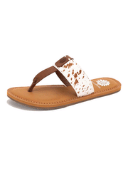 Yellow Box 52482 Womens Dolorez Flip Flop Sandals Cow White side and front view. If you need any assistance with this item or the purchase of this item please call us at five six one seven four eight eight eight zero one Monday through Saturday 10:00a.m EST to 8:00 p.m EST