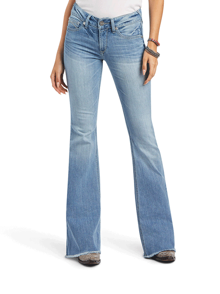 Ariat 10040503 Womens REAL Perfect Rise Regina Flare Jean Colorado front view. If you need any assistance with this item or the purchase of this item please call us at five six one seven four eight eight eight zero one Monday through Saturday 10:00a.m EST to 8:00 p.m EST