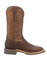 Lucchese M4090.WF Mens Rudy Cowhide Performance Cowboy Boots Chocolate Peanut  Side View. If you need any assistance with this item or the purchase of this item please call us at five six one seven four eight eight eight zero one Monday through Saturday 10:00a.m EST to 8:00 p.m EST