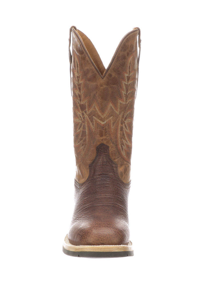 Lucchese M4090.WF Mens Rudy Cowhide Performance Cowboy Boots Chocolate Peanut Side Front view. If you need any assistance with this item or the purchase of this item please call us at five six one seven four eight eight eight zero one Monday through Saturday 10:00a.m EST to 8:00 p.m EST