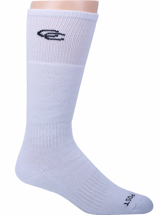 Dan Post DPCBC Mens Over The Calf Cowboy Socks White side view. If you need any assistance with this item or the purchase of this item please call us at five six one seven four eight eight eight zero one Monday through Saturday 10:00a.m EST to 8:00 p.m EST