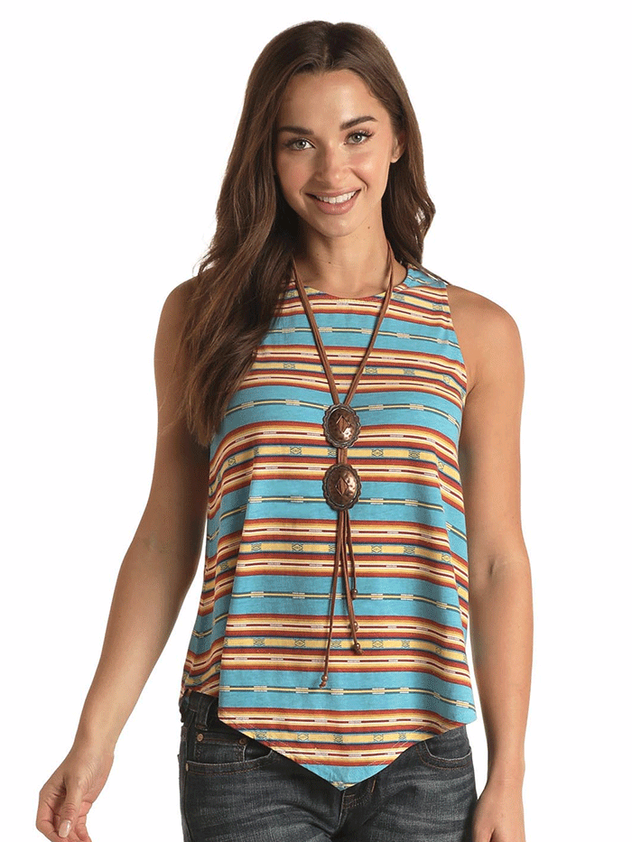 Panhandle L7T3445 Womens Sleeveless Top Light Turquoise front view