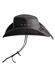 American Hat Makers HOLLYWOOD Leather Cowboy Hat Black side view. If you need any assistance with this item or the purchase of this item please call us at five six one seven four eight eight eight zero one Monday through Saturday 10:00a.m EST to 8:00 p.m EST