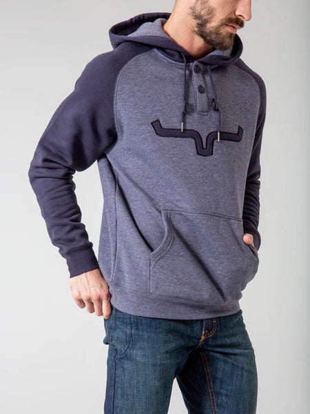 Kimes Ranch BLAZE 2 Mens Hoodie Navy front view. If you need any assistance with this item or the purchase of this item please call us at five six one seven four eight eight eight zero one Monday through Saturday 10:00a.m EST to 8:00 p.m EST