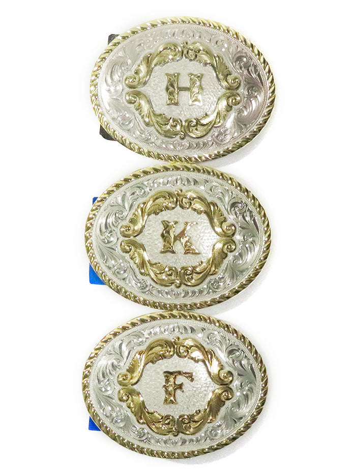Montana Silversmiths Initial Gold Filigree Western Belt Buckle 5000A (Small) DISPLAY. If you need any assistance with this item or the purchase of this item please call us at five six one seven four eight eight eight zero one Monday through Saturday 10:00a.m EST to 8:00 p.m EST