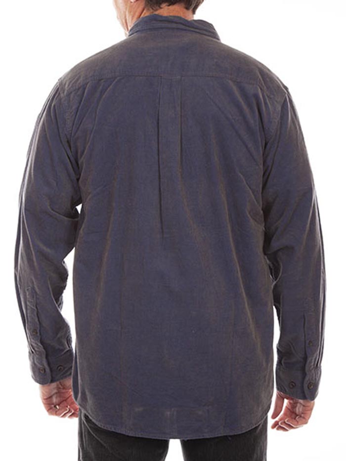 Scully 5288 Mens Yarn Dye Corduroy Button Front Long Sleeve Shirt Blue front view. If you need any assistance with this item or the purchase of this item please call us at five six one seven four eight eight eight zero one Monday through Saturday 10:00a.m EST to 8:00 p.m EST