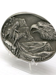 Colorado Silver Star 5971-P Eagle Head Indian Belt Buckle Pewter close up. If you need any assistance with this item or the purchase of this item please call us at five six one seven four eight eight eight zero one Monday through Saturday 10:00a.m EST to 8:00 p.m EST