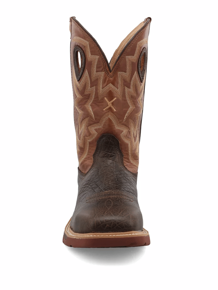 Twisted X MXBAW02 Mens Waterproof Alloy Toe Western Work Boot Smokey Chocolate front and side view. If you need any assistance with this item or the purchase of this item please call us at five six one seven four eight eight eight zero one Monday through Saturday 10:00a.m EST to 8:00 p.m EST