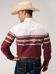 Roper 03-001-0431-0406 Mens Long Sleeve Vintage Style Shirt Brown back view. If you need any assistance with this item or the purchase of this item please call us at five six one seven four eight eight eight zero one Monday through Saturday 10:00a.m EST to 8:00 p.m EST