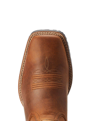 Ariat 10042395 Mens Hybrid Ranchwork Western Boot Thatch Brown toe view from above. If you need any assistance with this item or the purchase of this item please call us at five six one seven four eight eight eight zero one Monday through Saturday 10:00a.m EST to 8:00 p.m EST
