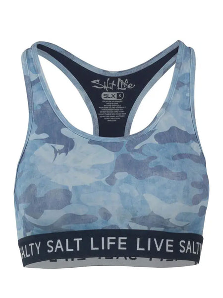 Salt Life SLJ6056 Womens Into the Abyss Sports Bra Blue front view
