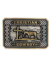 Montana Silversmiths A898 Beaming Christian Cowboy Attitude Buckle front view. If you need any assistance with this item or the purchase of this item please call us at five six one seven four eight eight eight zero one Monday through Saturday 10:00a.m EST to 8:00 p.m EST