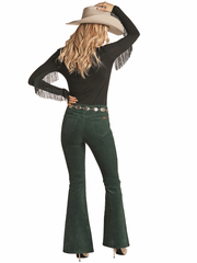 Rock & Roll Denim RRWD6PR0GE Womens Corduroy Bell Bottom Pants Green back view. If you need any assistance with this item or the purchase of this item please call us at five six one seven four eight eight eight zero one Monday through Saturday 10:00a.m EST to 8:00 p.m EST