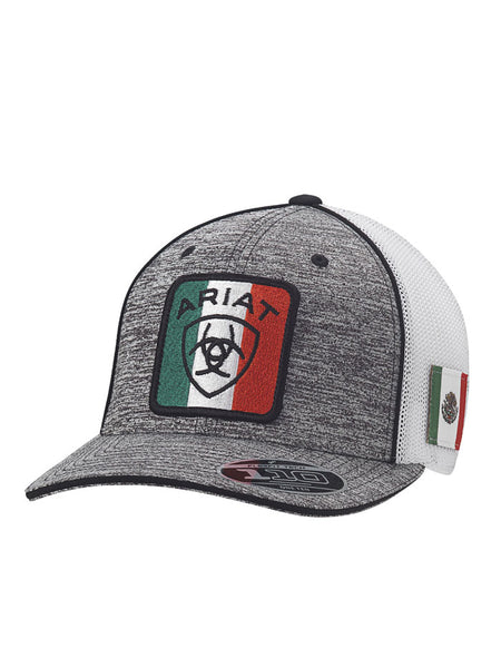 Ariat A300015106 Flexfit 110 Mexican Flag Logo Cap Grey front view.If you need any assistance with this item or the purchase of this item please call us at five six one seven four eight eight eight zero one Monday through Saturday 10:00a.m EST to 8:00 p.m EST