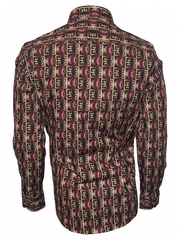 Rangers 255CA01 Rafael Amaya Mens Western Shirt Print Multi Color back view. If you need any assistance with this item or the purchase of this item please call us at five six one seven four eight eight eight zero one Monday through Saturday 10:00a.m EST to 8:00 p.m EST