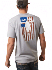Ariat 10044771 Mens Steer Skull Flag T-Shirt Stone Heather back view. If you need any assistance with this item or the purchase of this item please call us at five six one seven four eight eight eight zero one Monday through Saturday 10:00a.m EST to 8:00 p.m EST