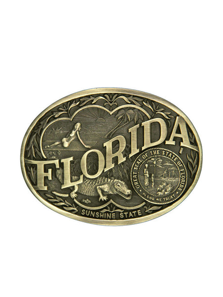 Montana Silversmiths 60811FLC Florida State Heritage Attitude Buckle front view. If you need any assistance with this item or the purchase of this item please call us at five six one seven four eight eight eight zero one Monday through Saturday 10:00a.m EST to 8:00 p.m EST