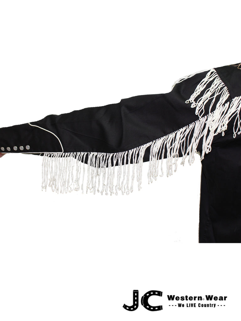Rockmount 6723-BLK Mens Vintage Fringe Embroidered Western Shirt Black front view. If you need any assistance with this item or the purchase of this item please call us at five six one seven four eight eight eight zero one Monday through Saturday 10:00a.m EST to 8:00 p.m EST