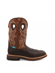 Twisted X MXBAW02 Mens Waterproof Alloy Toe Western Work Boot Smokey Chocolate side view. If you need any assistance with this item or the purchase of this item please call us at five six one seven four eight eight eight zero one Monday through Saturday 10:00a.m EST to 8:00 p.m EST
