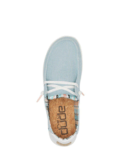 Hey Dude 121412412 Womens Wendy Boho Shoe Light Denim view from above. If you need any assistance with this item or the purchase of this item please call us at five six one seven four eight eight eight zero one Monday through Saturday 10:00a.m EST to 8:00 p.m EST
