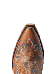 Ariat 10042579 Womens Dixon Chimayo Western Boot Fiery Tan toe view from above. If you need any assistance with this item or the purchase of this item please call us at five six one seven four eight eight eight zero one Monday through Saturday 10:00a.m EST to 8:00 p.m EST