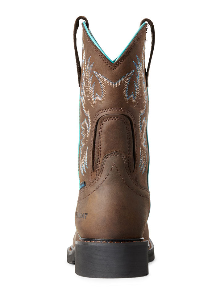 Ariat 10029516 Womens Krista Waterproof Steel Toe Work Boot Dark Brown side / front view. If you need any assistance with this item or the purchase of this item please call us at five six one seven four eight eight eight zero one Monday through Saturday 10:00a.m EST to 8:00 p.m EST