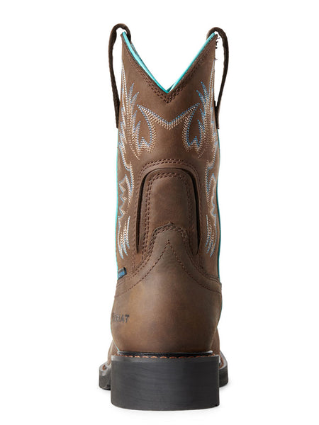 Ariat 10029516 Womens Krista Waterproof Steel Toe Work Boot Dark Brown back view. If you need any assistance with this item or the purchase of this item please call us at five six one seven four eight eight eight zero one Monday through Saturday 10:00a.m EST to 8:00 p.m EST