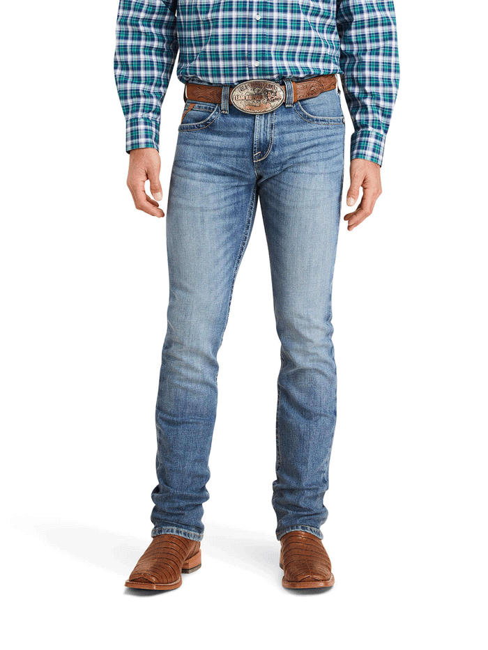Ariat 10043188 Mens M7 Slim Stowell Straight Jean Poplar front view. If you need any assistance with this item or the purchase of this item please call us at five six one seven four eight eight eight zero one Monday through Saturday 10:00a.m EST to 8:00 p.m EST