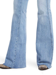Ariat 10039600 Womens REAL High Rise Alondra Flare Leg Jean leg close up view. If you need any assistance with this item or the purchase of this item please call us at five six one seven four eight eight eight zero one Monday through Saturday 10:00a.m EST to 8:00 p.m EST