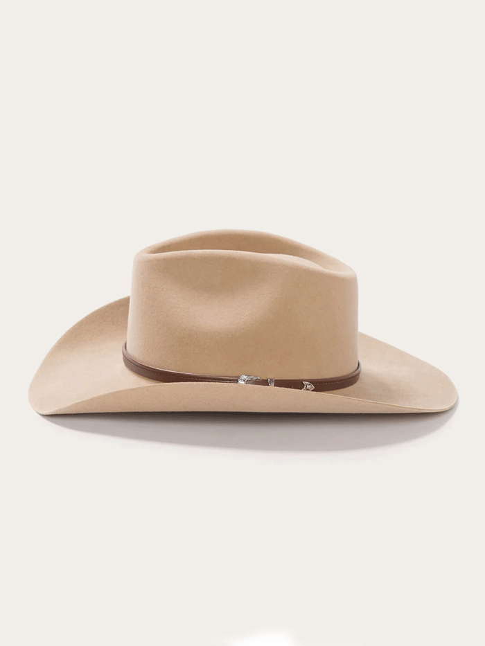 Stetson SBSNCA-413498 SENECA 4X Cowboy Hat Silversand front and side view. If you need any assistance with this item or the purchase of this item please call us at five six one seven four eight eight eight zero one Monday through Saturday 10:00a.m EST to 8:00 p.m EST