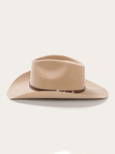 Stetson SBSNCA-413498 SENECA 4X Cowboy Hat Silversand side view. If you need any assistance with this item or the purchase of this item please call us at five six one seven four eight eight eight zero one Monday through Saturday 10:00a.m EST to 8:00 p.m EST