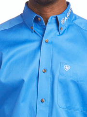 Ariat 10036179 Mens Team Logo Twill Classic Fit Shirt Sea Scape front close up. If you need any assistance with this item or the purchase of this item please call us at five six one seven four eight eight eight zero one Monday through Saturday 10:00a.m EST to 8:00 p.m EST