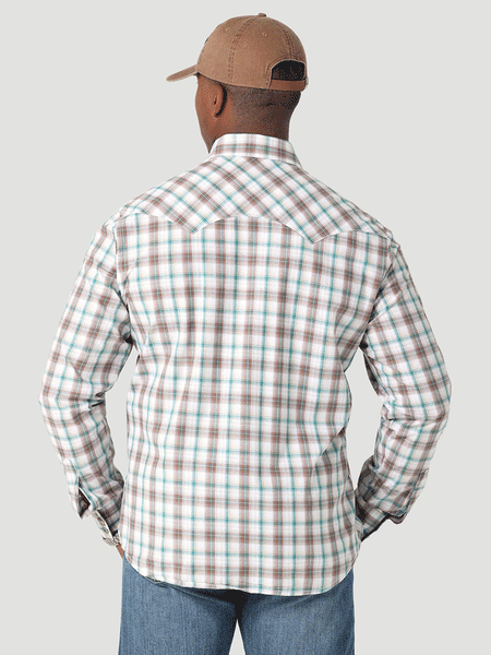 Wrangler 112317120 Mens Retro Long Sleeve Plaid Shirt Greenhouse back view. If you need any assistance with this item or the purchase of this item please call us at five six one seven four eight eight eight zero one Monday through Saturday 10:00a.m EST to 8:00 p.m EST