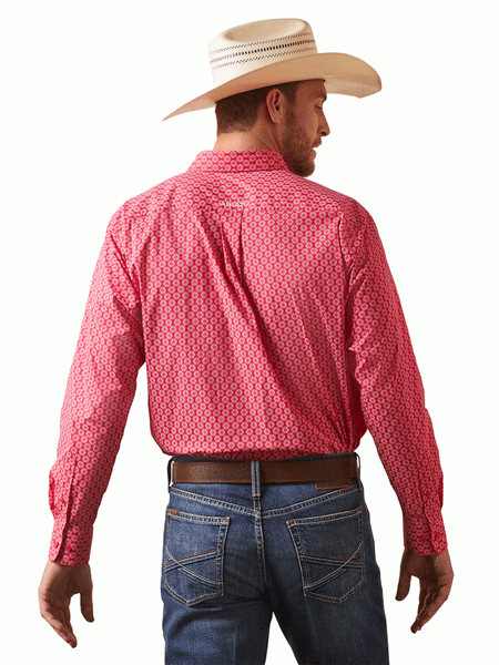 Ariat 10043917 Mens Neiko Classic Fit Shirt Rose Red back view. If you need any assistance with this item or the purchase of this item please call us at five six one seven four eight eight eight zero one Monday through Saturday 10:00a.m EST to 8:00 p.m EST