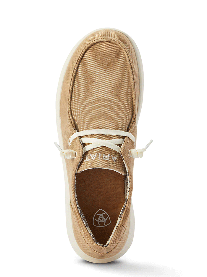 Ariat 10040280 Womens Hilo Shoe Washed Tan Canvas front-side view. If you need any assistance with this item or the purchase of this item please call us at five six one seven four eight eight eight zero one Monday through Saturday 10:00a.m EST to 8:00 p.m EST