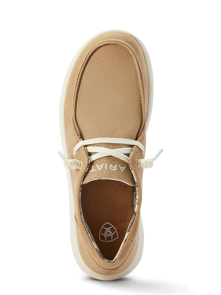 Ariat 10040280 Womens Hilo Shoe Washed Tan Canvas view from above. If you need any assistance with this item or the purchase of this item please call us at five six one seven four eight eight eight zero one Monday through Saturday 10:00a.m EST to 8:00 p.m EST