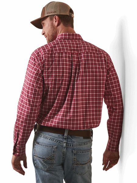 Ariat 10043855 Mens Pro Series Indiana Fitted Shirt Rose Red back view. If you need any assistance with this item or the purchase of this item please call us at five six one seven four eight eight eight zero one Monday through Saturday 10:00a.m EST to 8:00 p.m EST