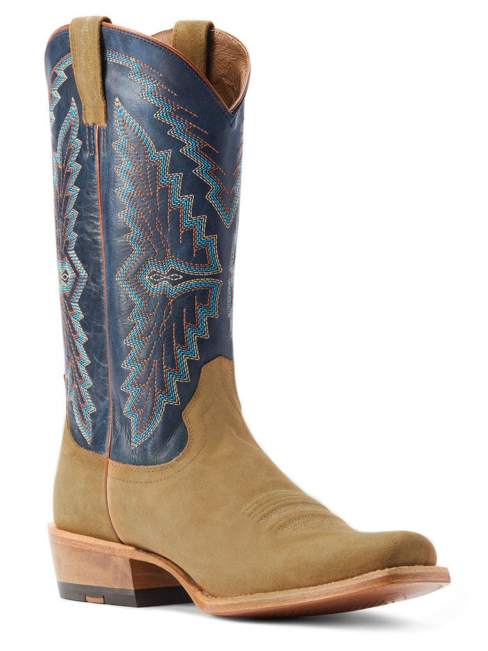 Ariat 10044499 Mens Futurity Showman Western Boot Dijon Roughout side and front view. If you need any assistance with this item or the purchase of this item please call us at five six one seven four eight eight eight zero one Monday through Saturday 10:00a.m EST to 8:00 p.m EST