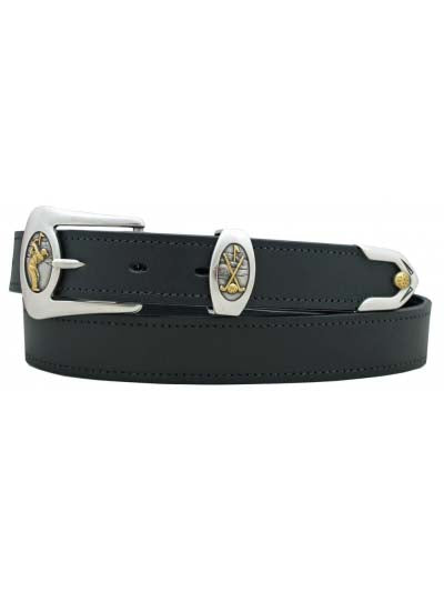 Buffalo Billfolds 8332-18 Mens Leather Belt With Golf Buckle Set Black front view. If you need any assistance with this item or the purchase of this item please call us at five six one seven four eight eight eight zero one Monday through Saturday 10:00a.m EST to 8:00 p.m EST