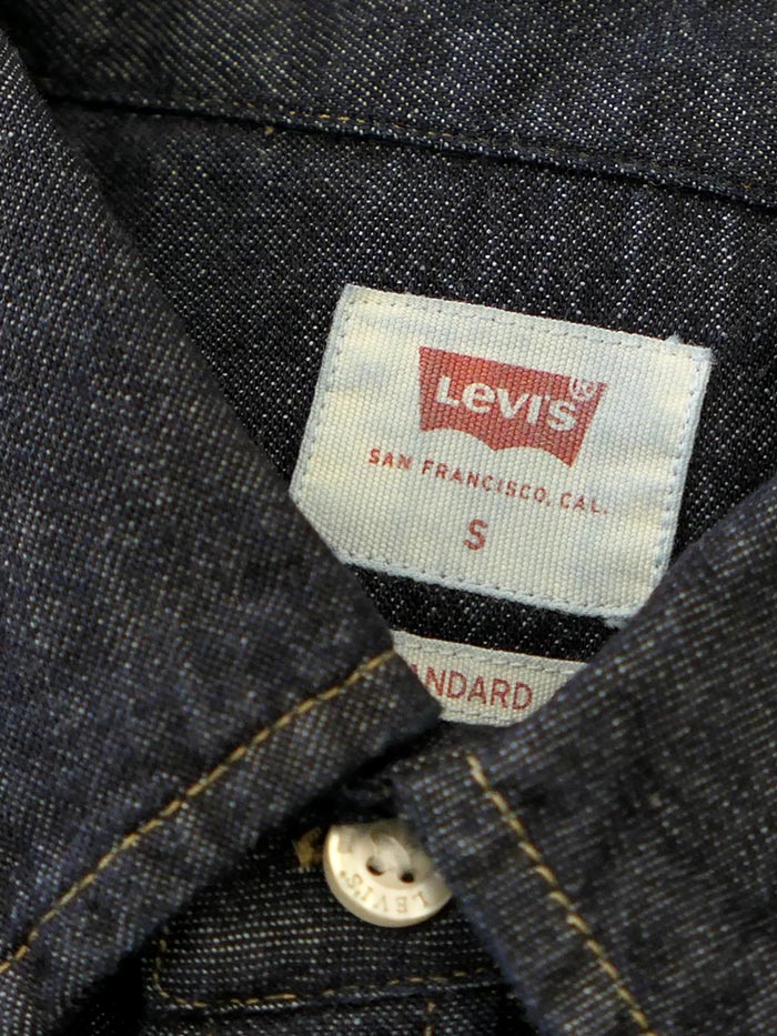 Levi's 857450002 Mens Classic Western Denim Snap Shirt Dark Wash front view. If you need any assistance with this item or the purchase of this item please call us at five six one seven four eight eight eight zero one Monday through Saturday 10:00a.m EST to 8:00 p.m EST