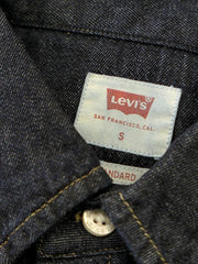 Levi's 857450002 Mens Classic Western Denim Snap Shirt Dark Wash tag. If you need any assistance with this item or the purchase of this item please call us at five six one seven four eight eight eight zero one Monday through Saturday 10:00a.m EST to 8:00 p.m EST