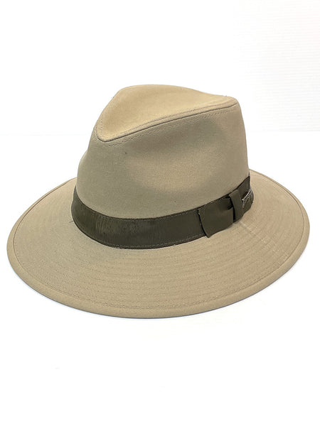 Dorfman Pacific 860BB-KAKI Dr. Walton Indiana Jones Cotton Safari Hat Khaki front and side view. If you need any assistance with this item or the purchase of this item please call us at five six one seven four eight eight eight zero one Monday through Saturday 10:00a.m EST to 8:00 p.m EST