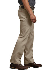 Dickies 873FDS Mens FLEX Slim Fit Straight Leg Work Pants Khaki side. If you need any assistance with this item or the purchase of this item please call us at five six one seven four eight eight eight zero one Monday through Saturday 10:00a.m EST to 8:00 p.m EST