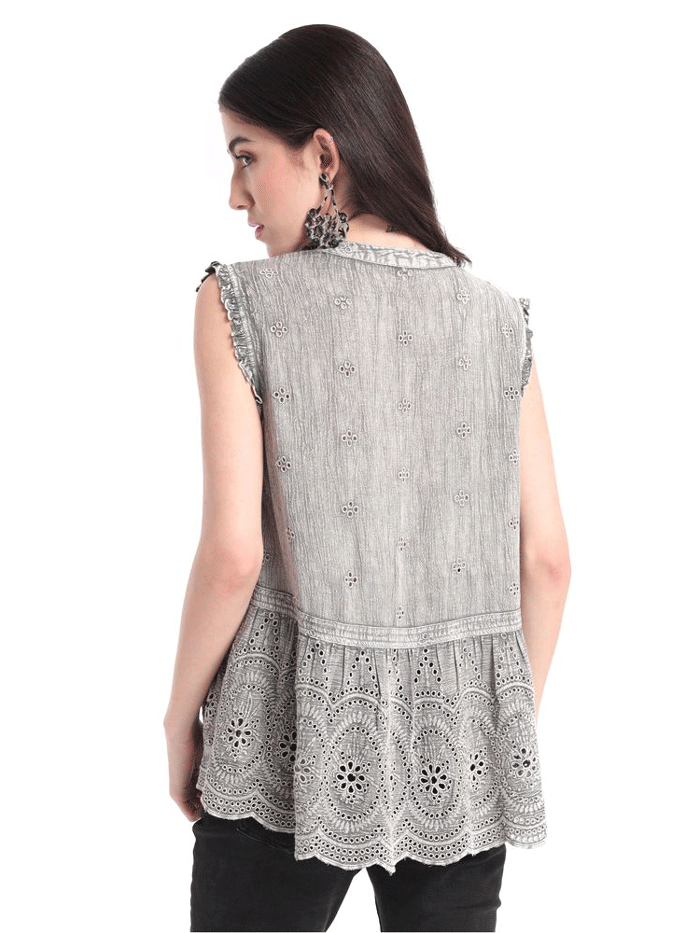 Myra Bag S-6283 Womens Lace Up Front Top Grey front view. If you need any assistance with this item or the purchase of this item please call us at five six one seven four eight eight eight zero one Monday through Saturday 10:00a.m EST to 8:00 p.m EST