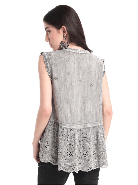 Myra Bag S-6283 Womens Lace Up Front Top Grey back view. If you need any assistance with this item or the purchase of this item please call us at five six one seven four eight eight eight zero one Monday through Saturday 10:00a.m EST to 8:00 p.m EST