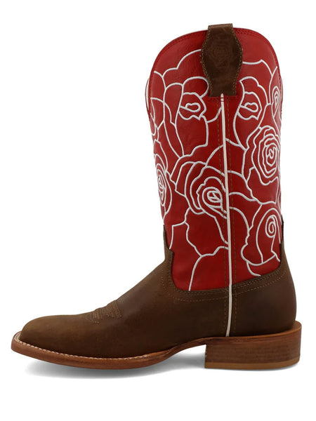 Twisted X WXTL003 Womens Wide Square Toe Western Boots Ginger And Rose Red side view. If you need any assistance with this item or the purchase of this item please call us at five six one seven four eight eight eight zero one Monday through Saturday 10:00a.m EST to 8:00 p.m EST