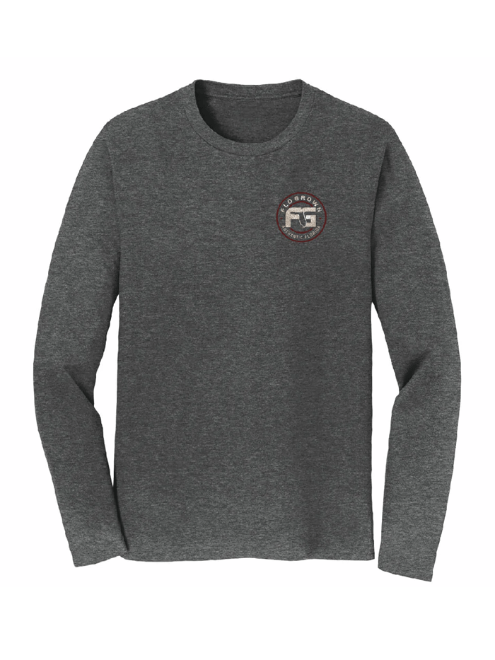 FloGrown FGM-3131 Yard Dog Long Sleeve Tee Heather Charcoal back view. If you need any assistance with this item or the purchase of this item please call us at five six one seven four eight eight eight zero one Monday through Saturday 10:00a.m EST to 8:00 p.m EST