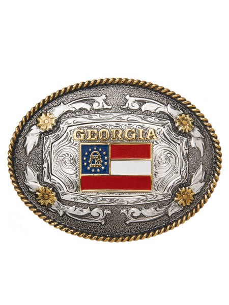 AndWest 530-822M Georgia Flag Oval Rope Edge Buckle front view. If you need any assistance with this item or the purchase of this item please call us at five six one seven four eight eight eight zero one Monday through Saturday 10:00a.m EST to 8:00 p.m EST